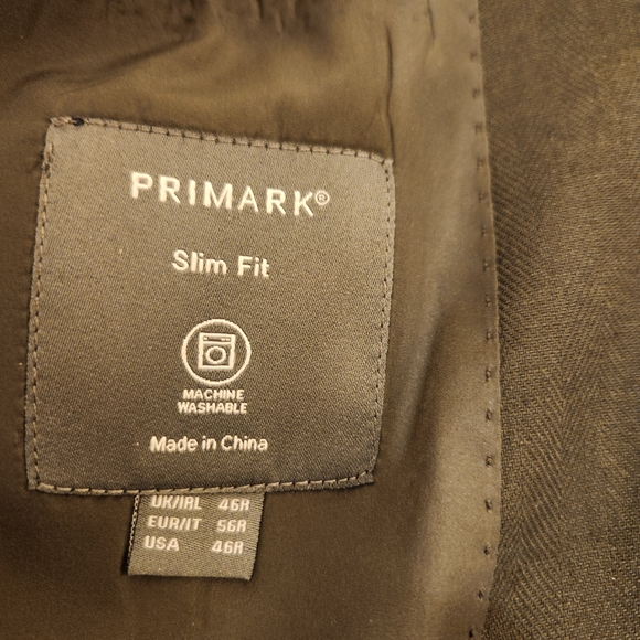 Primark Olive Green Men's Linen & Cotton Slim Cut Single Breasted Suit Size 46R - Picture 10 of 16